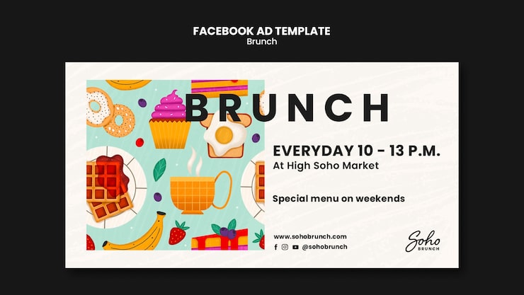 Gratis PSD flad design brunch skabelon