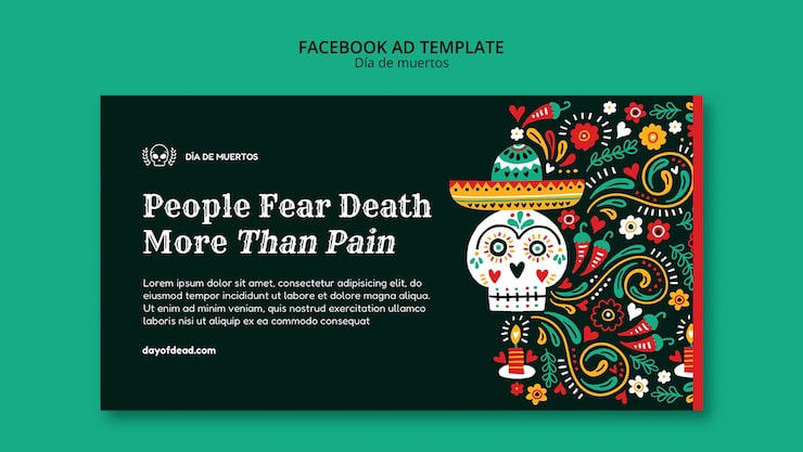 Gratis PSD flad design dia de muertos skabelon