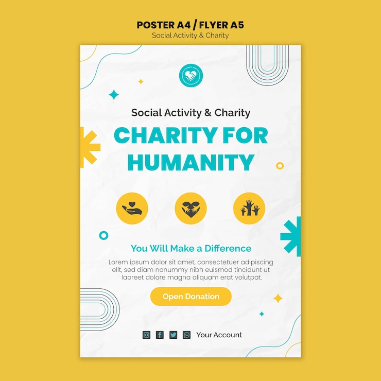 Gratis PSD flad design plakat skabelon til sociale aktiviteter