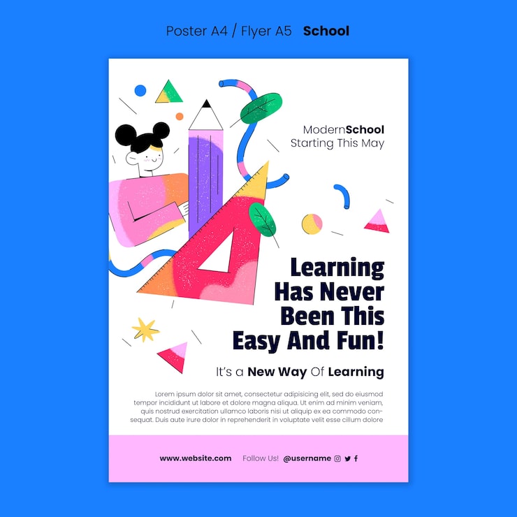 Gratis PSD flad design skabelon til skole