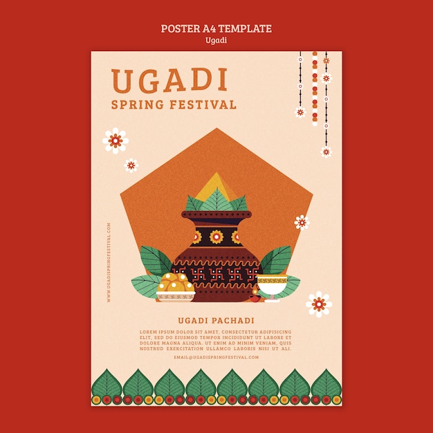 Gratis PSD flad design ugadi skabelon