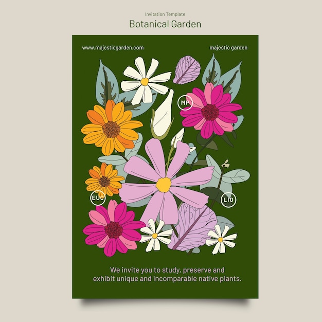 Gratis PSD flad designskabelon til botanisk have