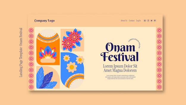 Gratis PSD flad landingpage til onam-fejring