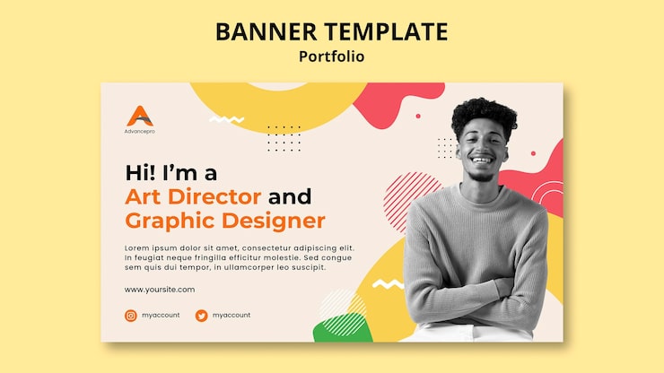 Gratis PSD fladt design af portefølje banner skabelon