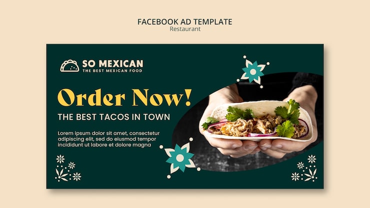 Gratis PSD fladt design restaurant facebook skabelon