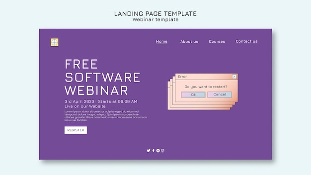 Gratis PSD fladt design webinar skabelon design