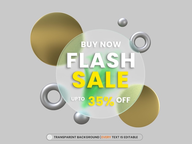 Gratis PSD flash rea transparent glasmorfismeffekt med redigerbar text