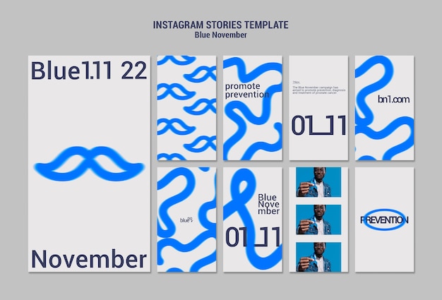Gratis PSD flat design blue november skabelon