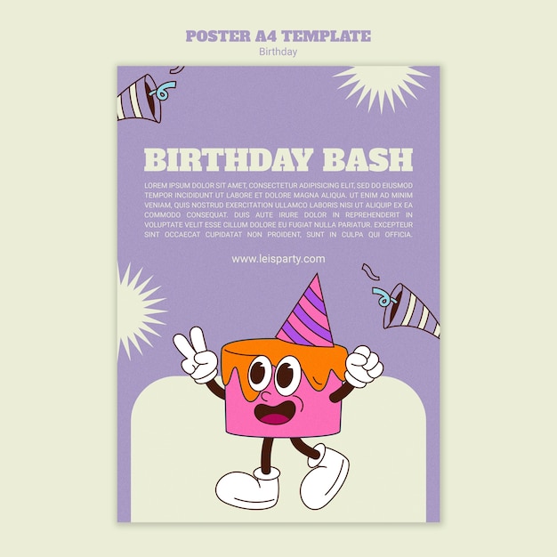 Gratis PSD flat design bursdagsmal
