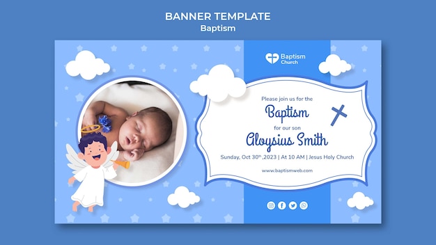 Gratis PSD flat design dåpsbanner-mal