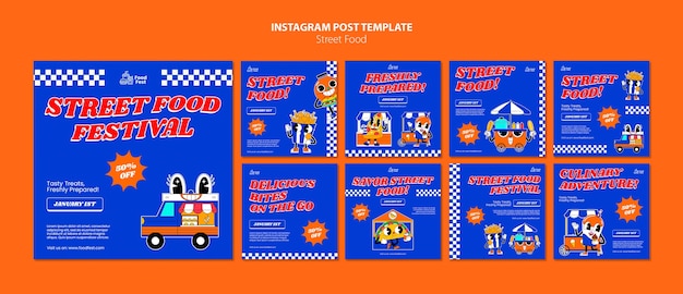 Gratis PSD flat design deilig mat instagram-innlegg