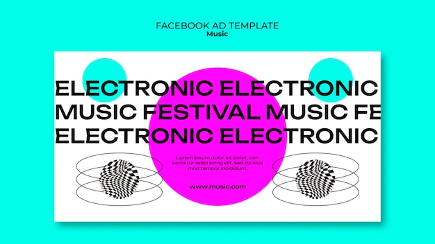 Gratis PSD flat design elektronisk musikk facebook-mal
