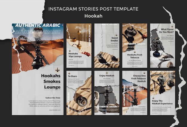 Gratis PSD flat design hookah design template