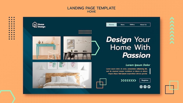Gratis PSD flat design interiørdesignmal