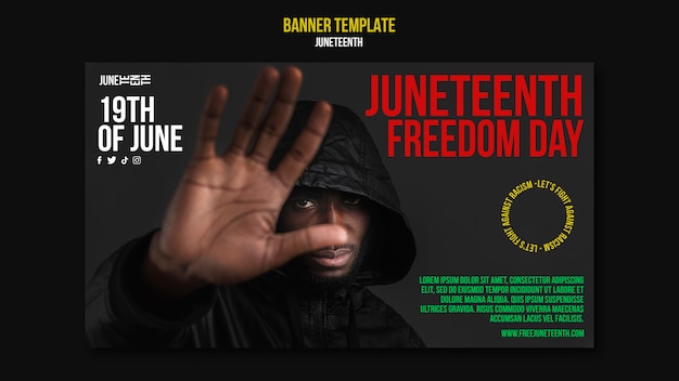 Gratis PSD flat design juneteenth-bannermal