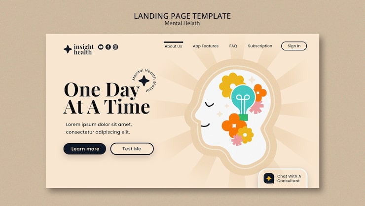 Gratis PSD flat design-mal for mental helse