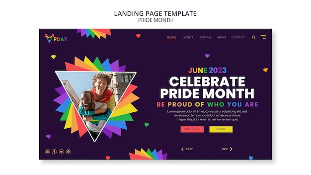 Gratis PSD flat design pride month landingssidemal