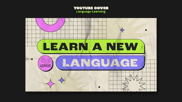 Gratis PSD flat design språkopplæring youtube-cover
