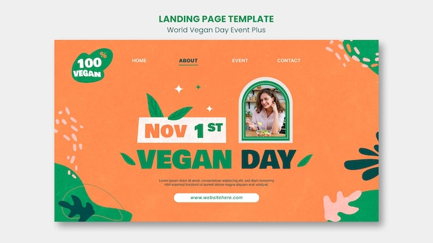 Gratis PSD flat design verdens vegandag-mal