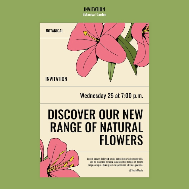 Gratis PSD flatt design botanical garden template