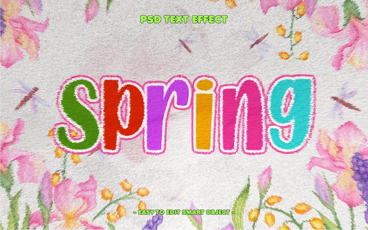 Gratis PSD floral editable tekst effekt