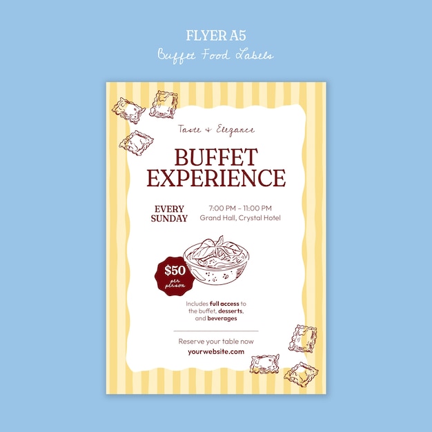 Gratis PSD flyer för bufféupplevelse