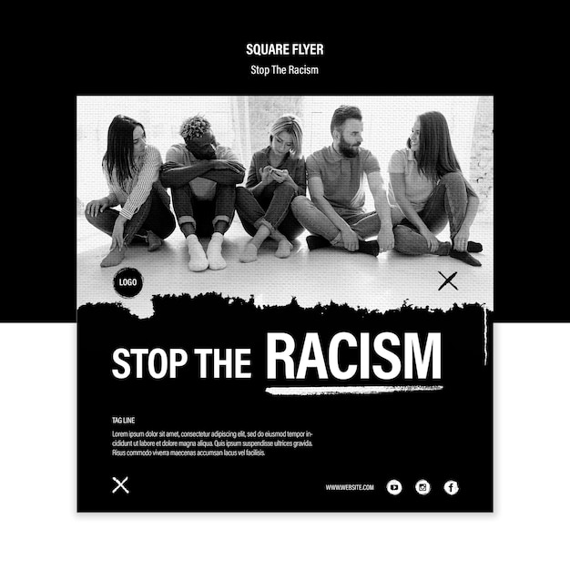 Gratis PSD flyer-mall för att stoppa rasism