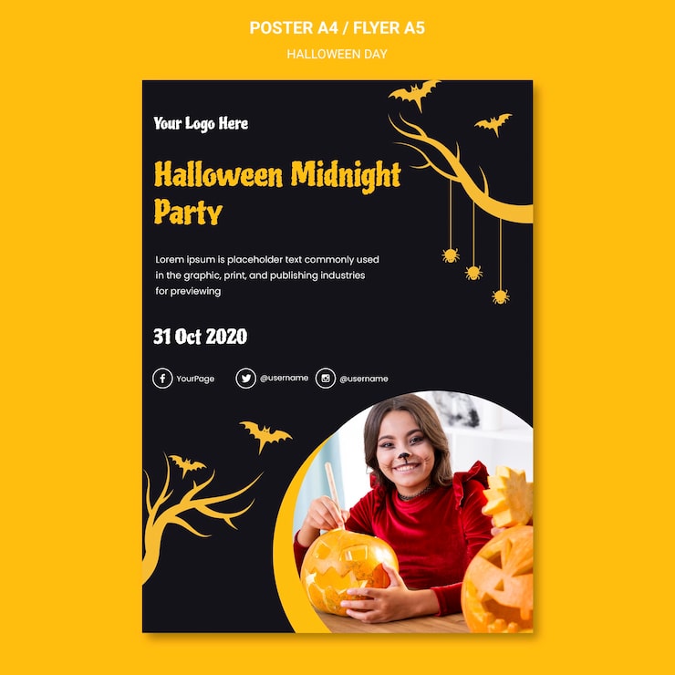 Gratis PSD flyer-skabelon til halloweenfest