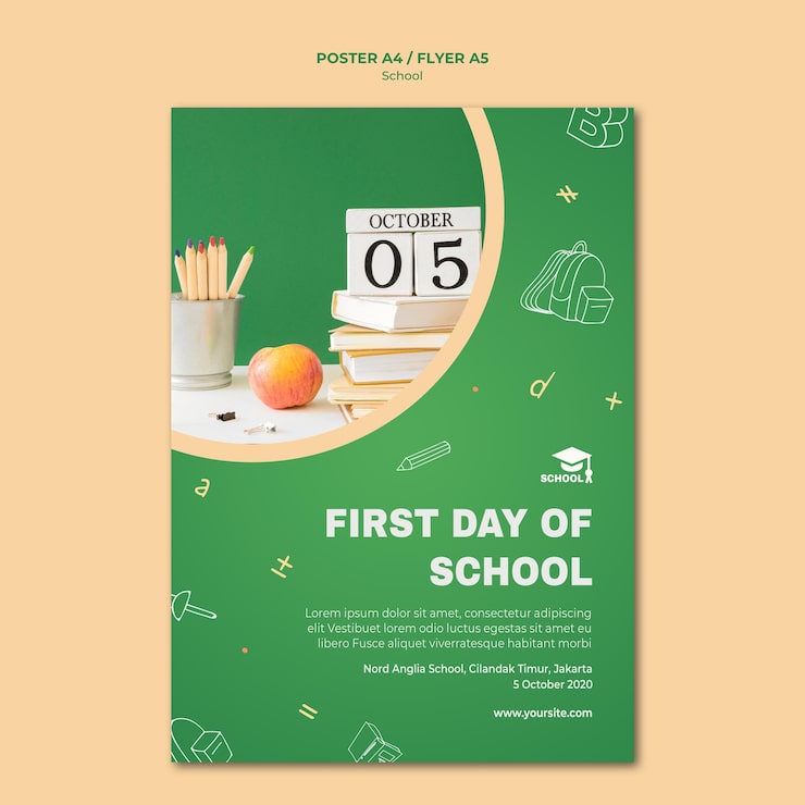 Gratis PSD flyer-skabelon til skolestart
