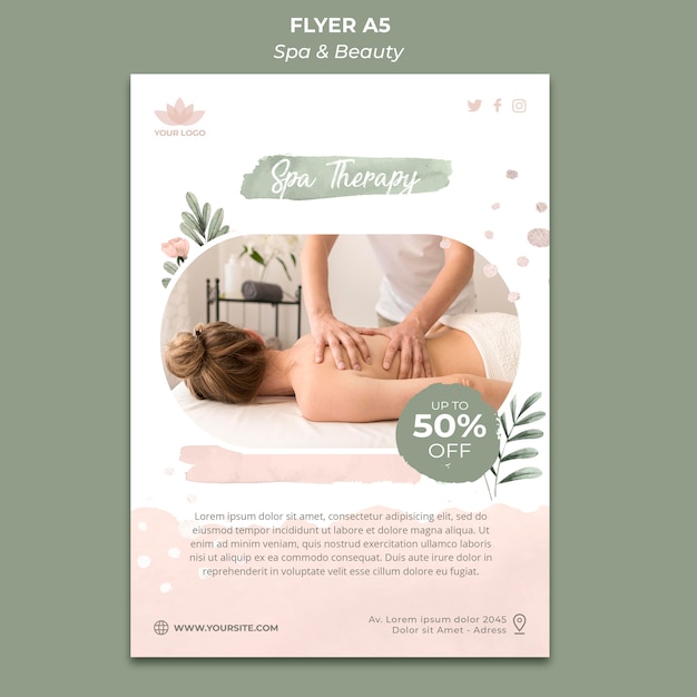 Gratis PSD flyer skabelon til spa og afslapning