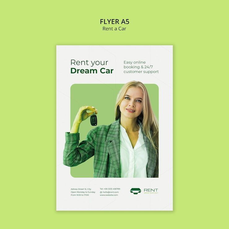 Gratis PSD flyer-skabelondesign til biludlejning