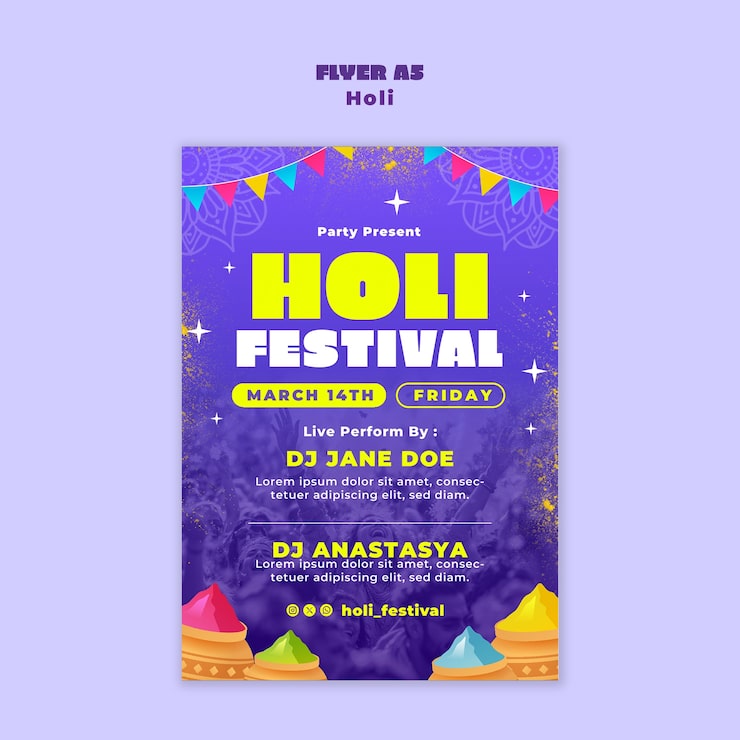 Gratis PSD flyer til holi-festival