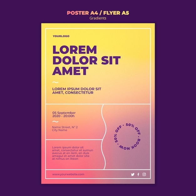 Gratis PSD flyermalen med gradientdesign