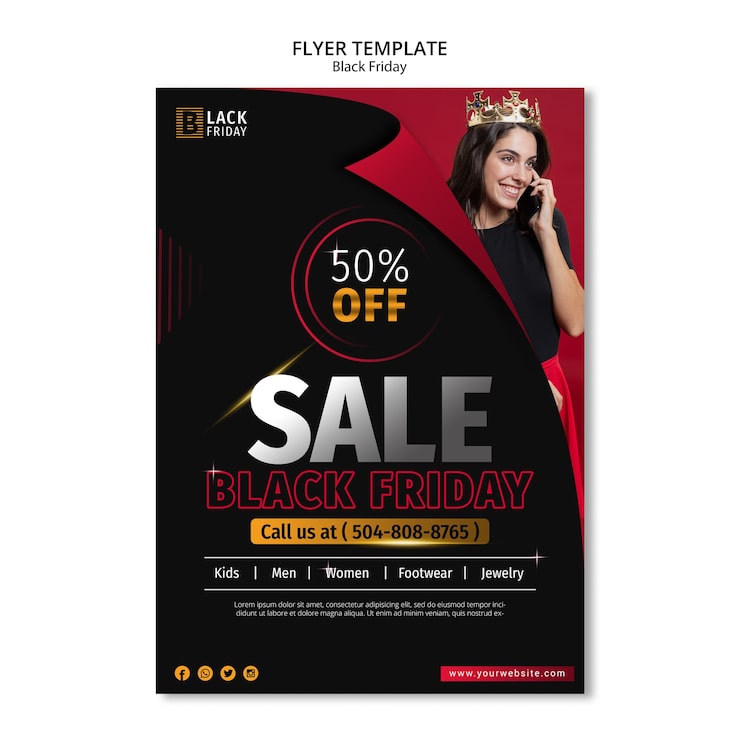 Gratis PSD flyerskabelon med black friday-tema