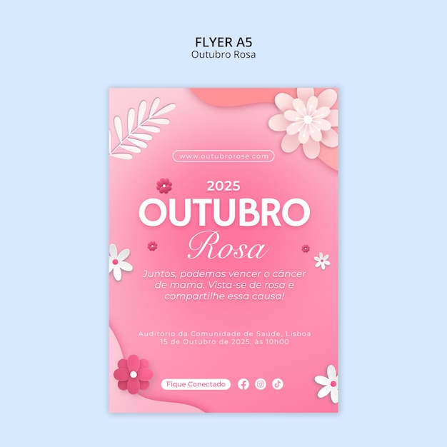 Gratis PSD flygbladsmall för rosa oktober