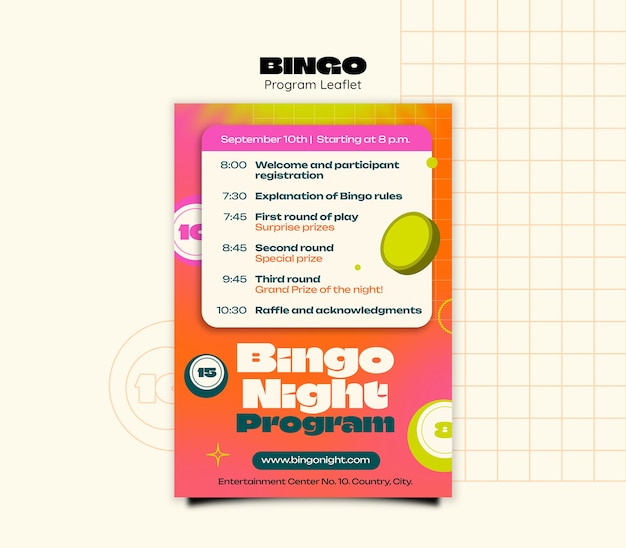 Gratis PSD flygeblad for bingo-kveld program