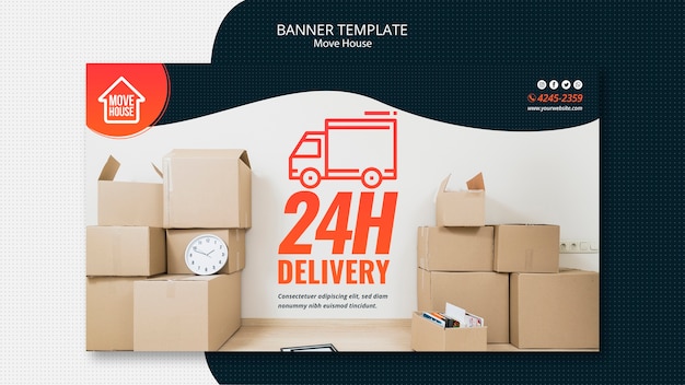 Gratis PSD flyt hus banner skabelon