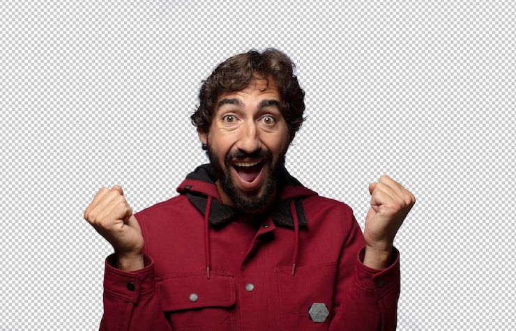 Gratis PSD føler mig chokeret, spændt og glad, griner og fejrer succes og siger wow