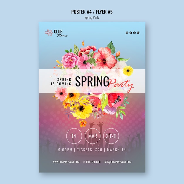 Gratis PSD forårsfest flyer skabelon