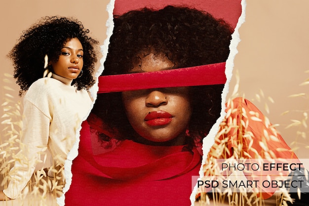 Gratis PSD fotoeffekt med design av rivet papper