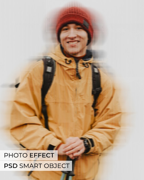 Gratis PSD fotoeffekt med lodrette, slørede linjer