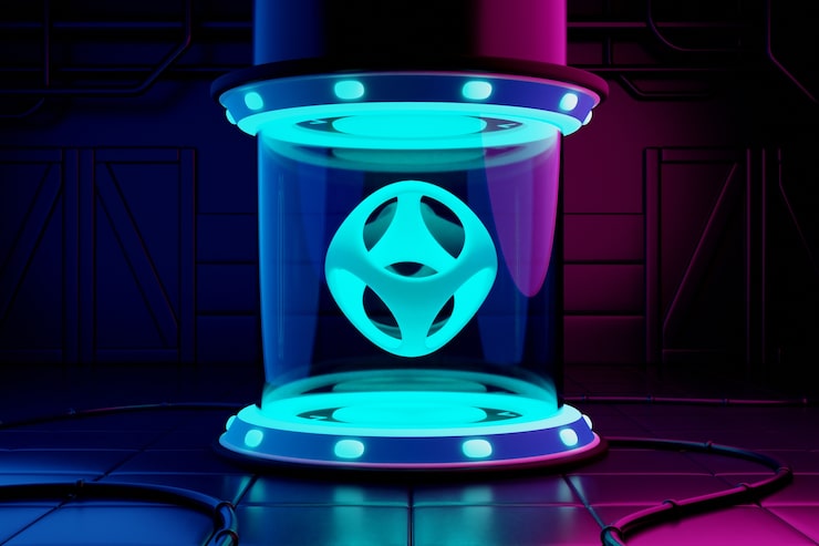 Gratis PSD futuristisk neonillustration i metaversen