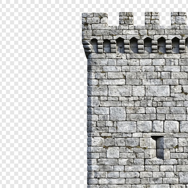 Gratis PSD gammel stenborg mursektion detalje af middelalderarkitektur
