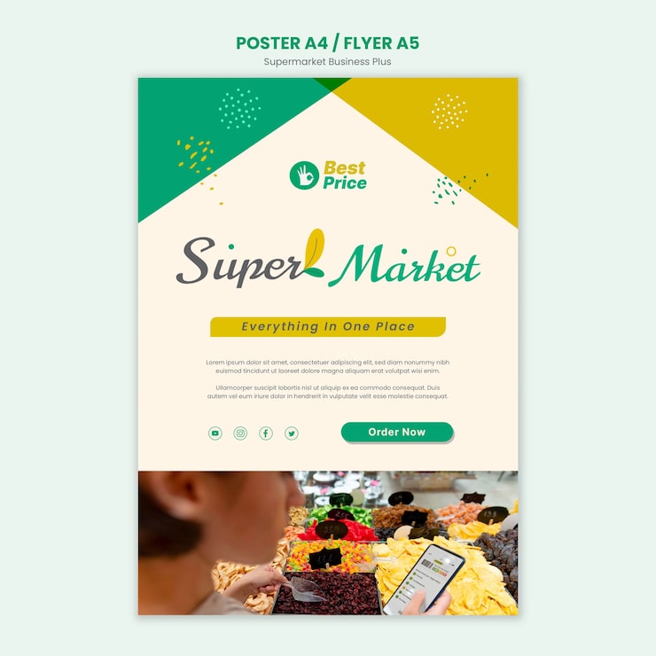 Gratis PSD geometrisk affischmall för snabbköp