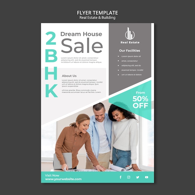Gratis PSD geometrisk ejendom og bygningsflyer