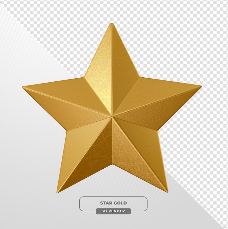 Gratis PSD geometrisk gullstjernedesign i 3d-rendering