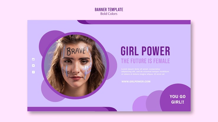 Gratis PSD girl power bannerskabelon