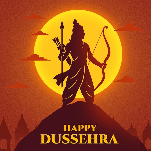 Gratis PSD glad dussehra-firande postdesign