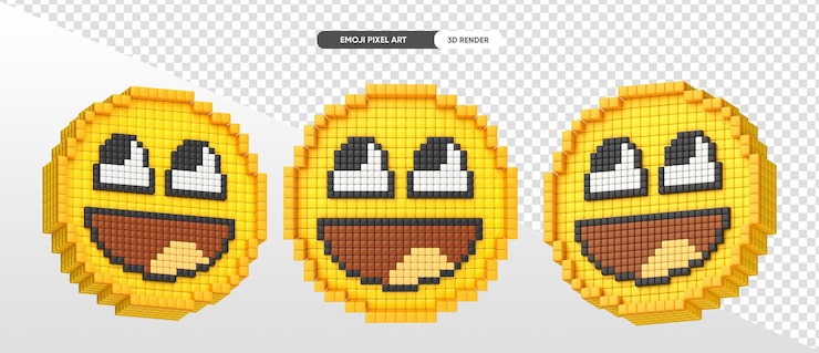 Gratis PSD glad emoji pixelkonst 3d-rendering med transparent bakgrund