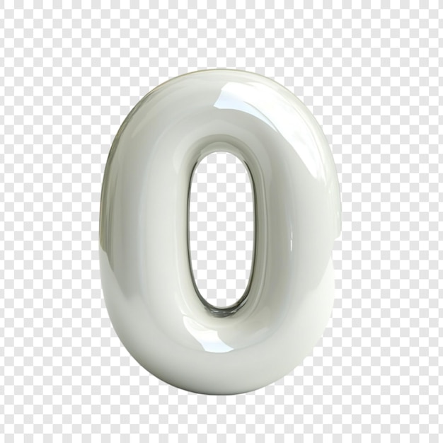 Gratis PSD glansig vit siffra noll 3d-renderad siffra